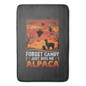 Halloween Alpaca Vergeet Snoep Griezelig Vectoront Badmat (Voorkant Verticaal)