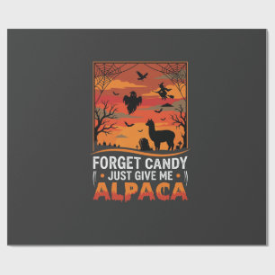 Halloween Alpaca Vergeet Snoep Griezelig Vectoront Cadeaupapier