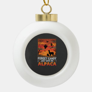 Halloween Alpaca Vergeet Snoep Griezelig Vectoront Keramische Bal Ornament