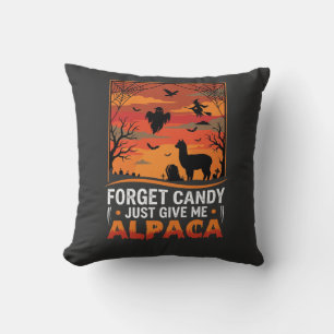 Halloween Alpaca Vergeet Snoep Griezelig Vectoront Kussen