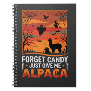 Halloween Alpaca Vergeet Snoep Griezelig Vectoront Notitieboek