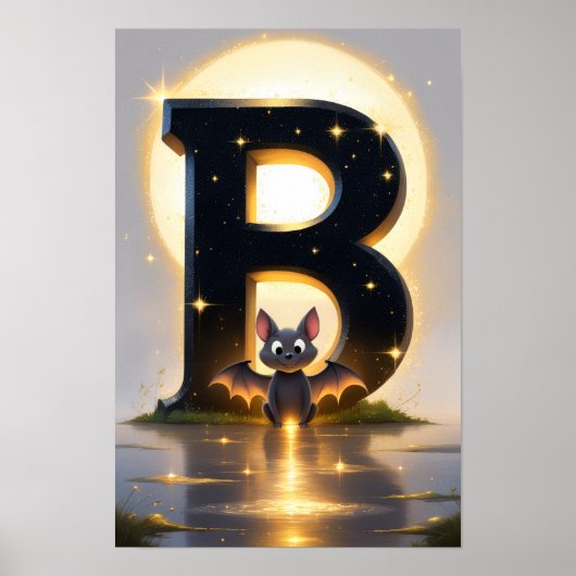 Halloween Alphabet Kids ABC Letter B Poster (Voorkant)