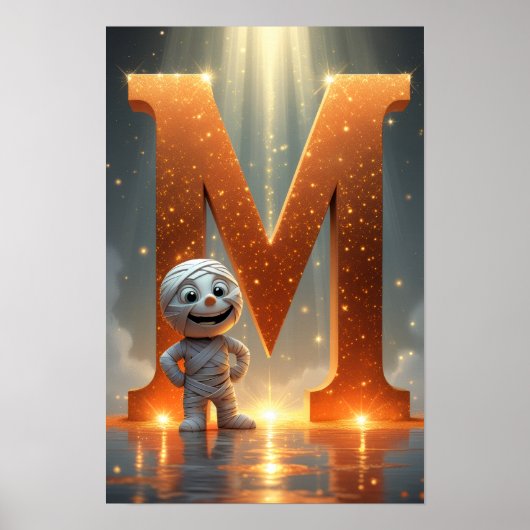 Halloween Alphabet Kids ABC Letter M Poster (Voorkant)