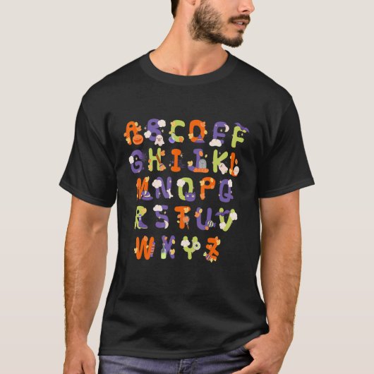 Halloween Alphabet Lazy Halloween Costume Teacher T-shirt (Voorkant)