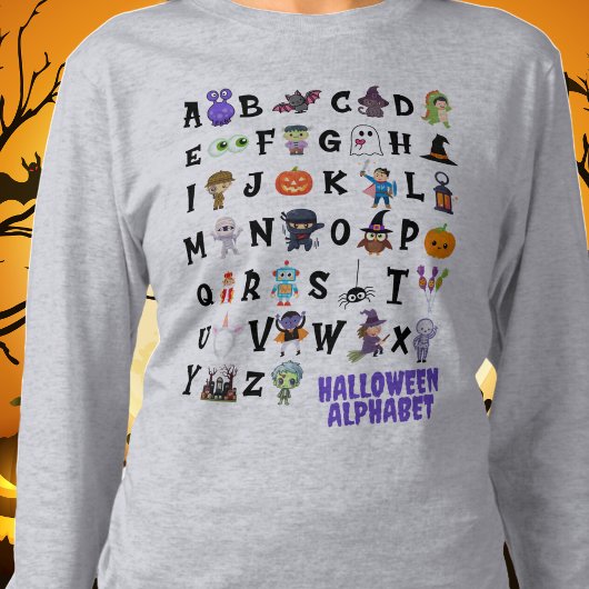 Halloween Alphabet Teacher Tshirt met lange mouwen