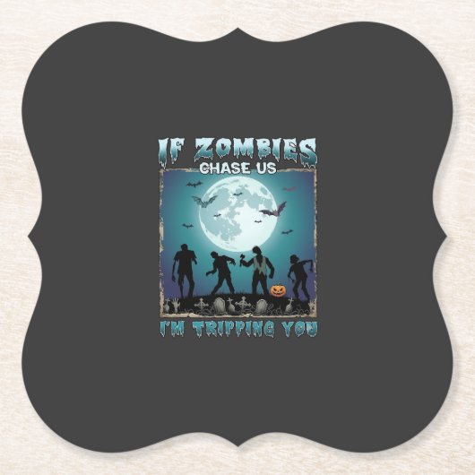 Halloween Als Zombies Ons Achterna Zitten_1 Kartonnen Onderzetters (Voorkant)