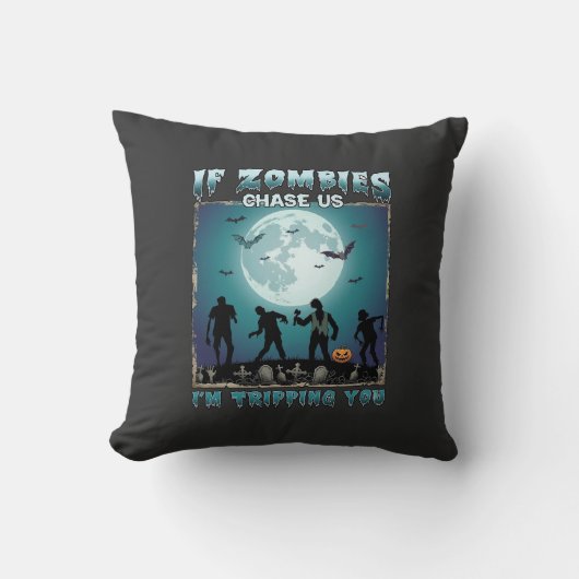 Halloween Als Zombies Ons Achterna Zitten_1 Kussen (Voorkant)