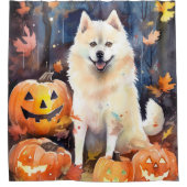 Halloween American Akita met pompoenen Scary Douchegordijn (Voorkant)