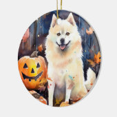 Halloween American Akita met pompoenen Scary Keramisch Ornament (Links)