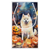 Halloween American Akita met pompoenen Scary Klein Cadeauzakje (Achterkant)