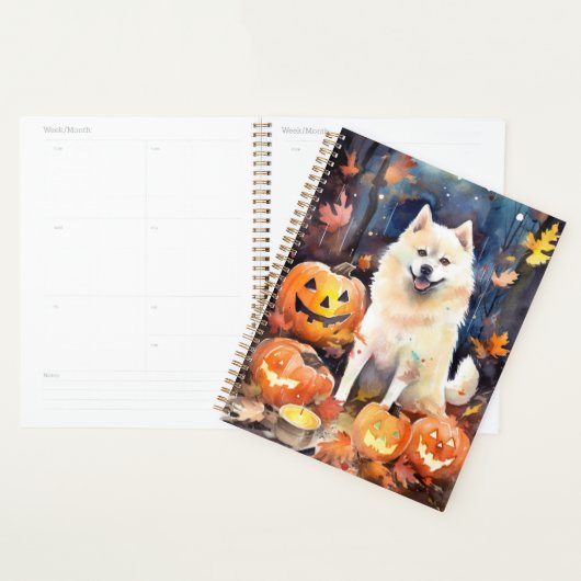 Halloween American Akita met pompoenen Scary Planner (Display)