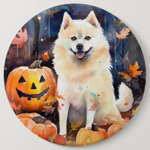 Halloween American Akita met pompoenen Scary Ronde Button 6,0 Cm