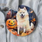 Halloween American Akita met pompoenen Scary Ronde Button 6,0 Cm (In situ)