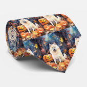 Halloween American Akita met pompoenen Scary Stropdas (Opgerold)