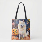 Halloween American Akita met pompoenen Scary Tote Bag (Voorkant)