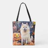 Halloween American Akita met pompoenen Scary Tote Bag (Achterkant)