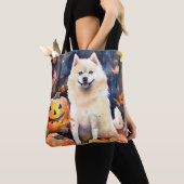 Halloween American Akita met pompoenen Scary Tote Bag (Dichtbij)