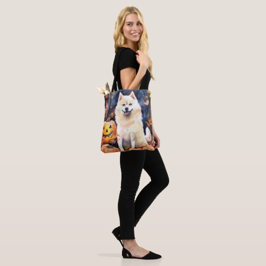 Halloween American Akita met pompoenen Scary Tote Bag (Op model)