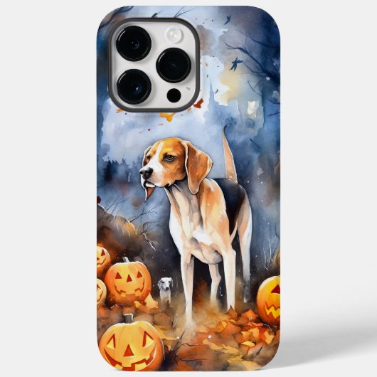Halloween American English Foxhound Met Pompoenen Case-Mate iPhone Case (Achterkant)
