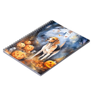 Halloween American English Foxhound Met Pompoenen Notitieboek