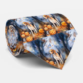 Halloween American English Foxhound Met Pompoenen Stropdas (Opgerold)