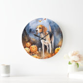 Halloween American English Foxhound with Pumpkins Grote Klok (Huis)