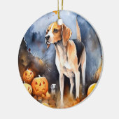 Halloween American English Foxhound with Pumpkins Keramisch Ornament (Links)