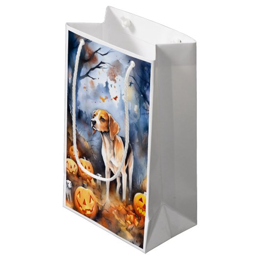 Halloween American English Foxhound with Pumpkins Klein Cadeauzakje (Voorkant Gekanteld)