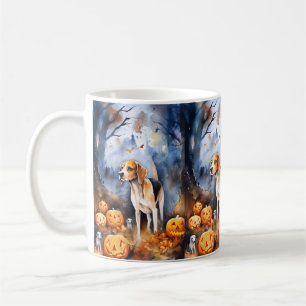 Halloween American English Foxhound with Pumpkins Koffiemok