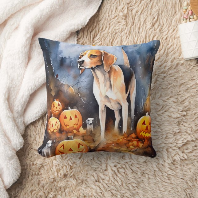 Halloween American English Foxhound with Pumpkins Kussen (Deken)