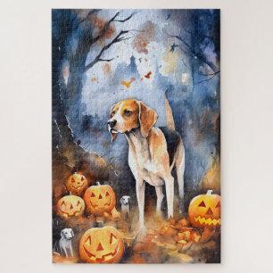Halloween American English Foxhound with Pumpkins Legpuzzel
