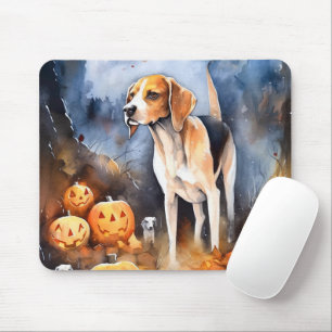 Halloween American English Foxhound with Pumpkins Muismat