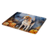 Halloween American English Foxhound with Pumpkins Snijplank (Hoek)