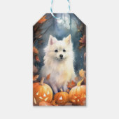 Halloween American Eskimo met pompoenen eng Cadeaulabel (Voorkant)