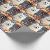 Halloween American Eskimo met pompoenen eng Cadeaupapier (Hoek)