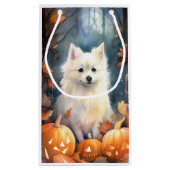 Halloween American Eskimo met pompoenen eng Klein Cadeauzakje (Achterkant)