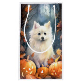 Halloween American Eskimo met pompoenen eng Klein Cadeauzakje (Voorkant)