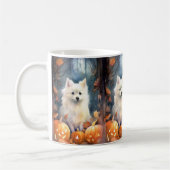 Halloween American Eskimo met pompoenen eng Koffiemok (Links)