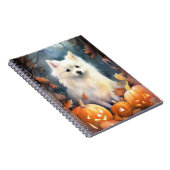 Halloween American Eskimo met pompoenen eng Notitieboek (Rechterzijde)