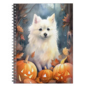Halloween American Eskimo met pompoenen eng Notitieboek (Voorkant)