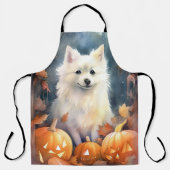 Halloween American Eskimo met pompoenen eng Schort (Voorkant)