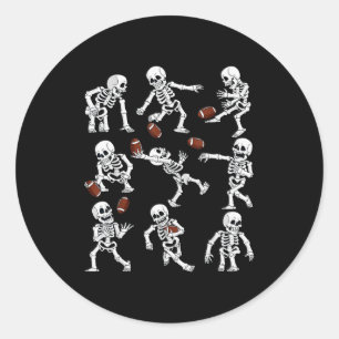 Halloween American Football Skeletten Grappige Man Ronde Sticker