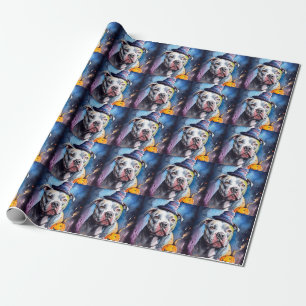 Halloween American Staffordshire met pompoenen Cadeaupapier