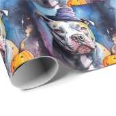 Halloween American Staffordshire met pompoenen Cadeaupapier (Rol Hoek)