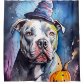 Halloween American Staffordshire met pompoenen Douchegordijn (Voorkant)