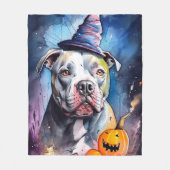 Halloween American Staffordshire met pompoenen Fleece Deken (Voorkant)