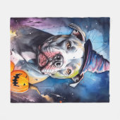 Halloween American Staffordshire met pompoenen Fleece Deken (Voorkant (Horizontaal))