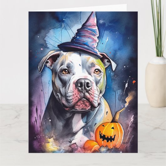 Halloween American Staffordshire met pompoenen Kaart (Voorkant)