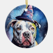 Halloween American Staffordshire met pompoenen Keramisch Ornament (Voorkant)