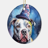 Halloween American Staffordshire met pompoenen Keramisch Ornament (Links)